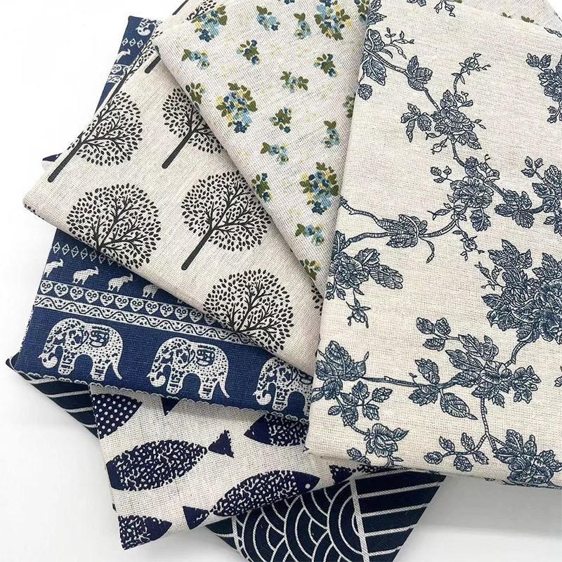Home Textiles Products - Retro Boho Bloemrijk Katoen-Linnenmix Stof, Zachte