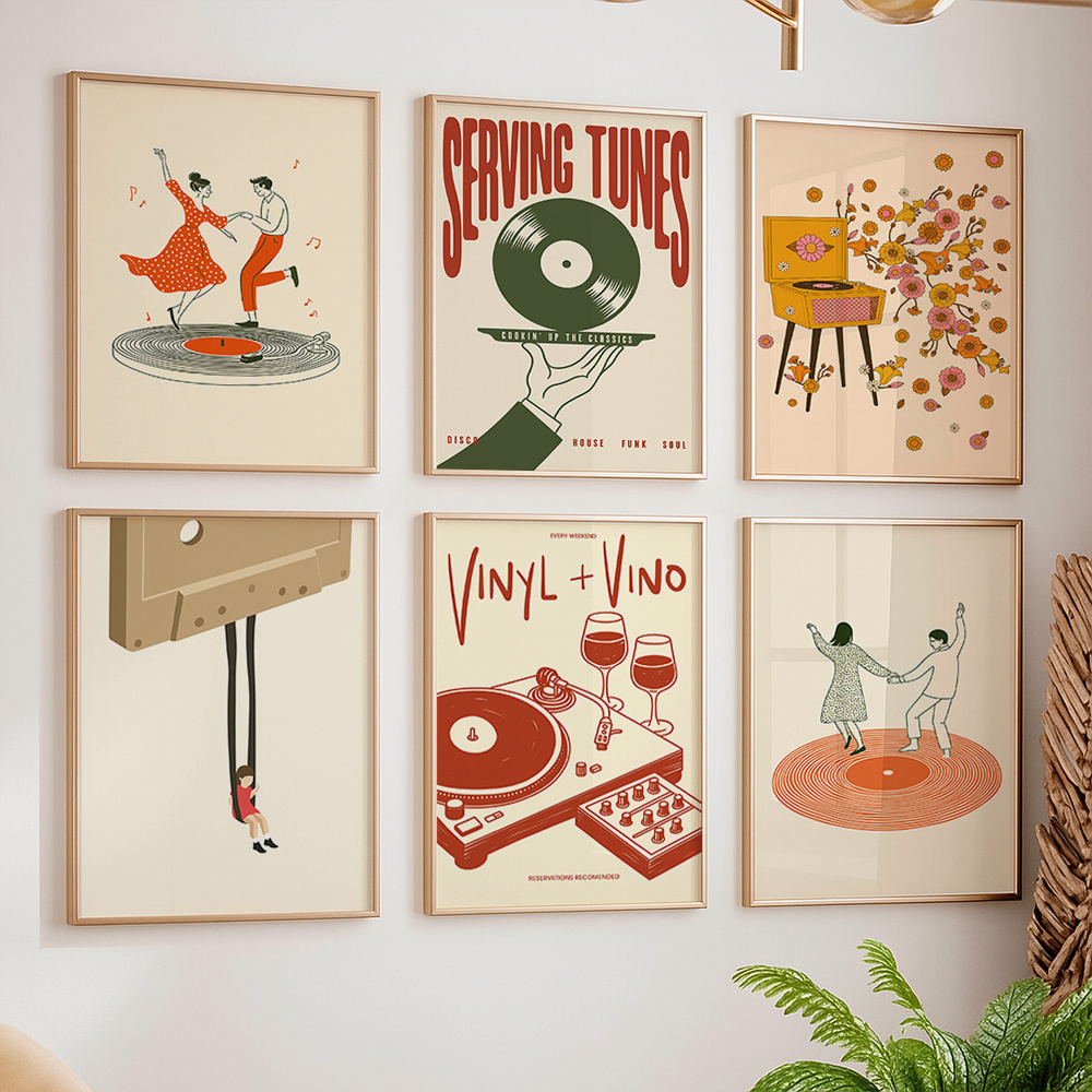 Vintage Home Textiles - 1pc Vintage Muziek Canvas Poster Unframed