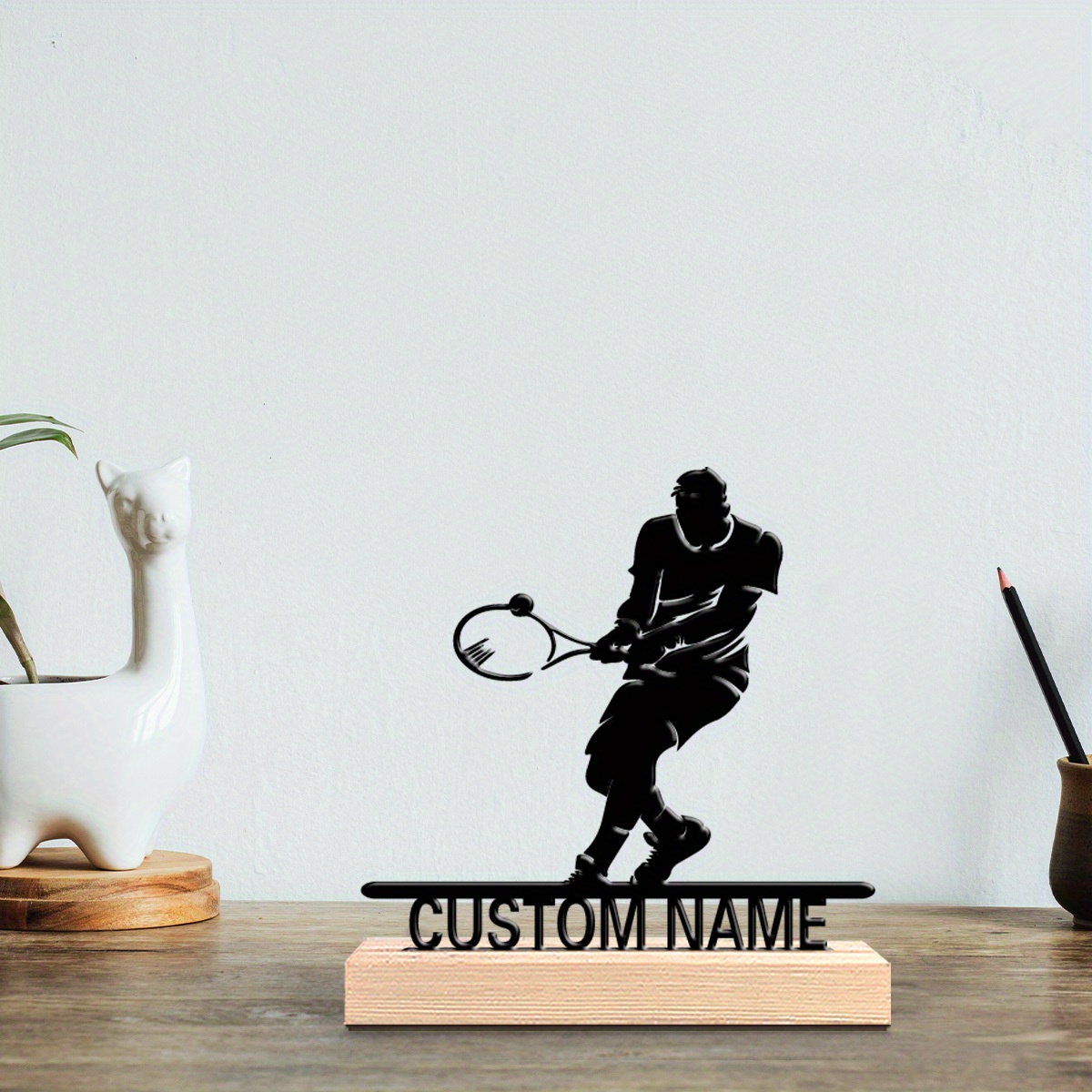 Home Textiles Products - Gepersonaliseerde tennisspeler metalen beeldje met houten