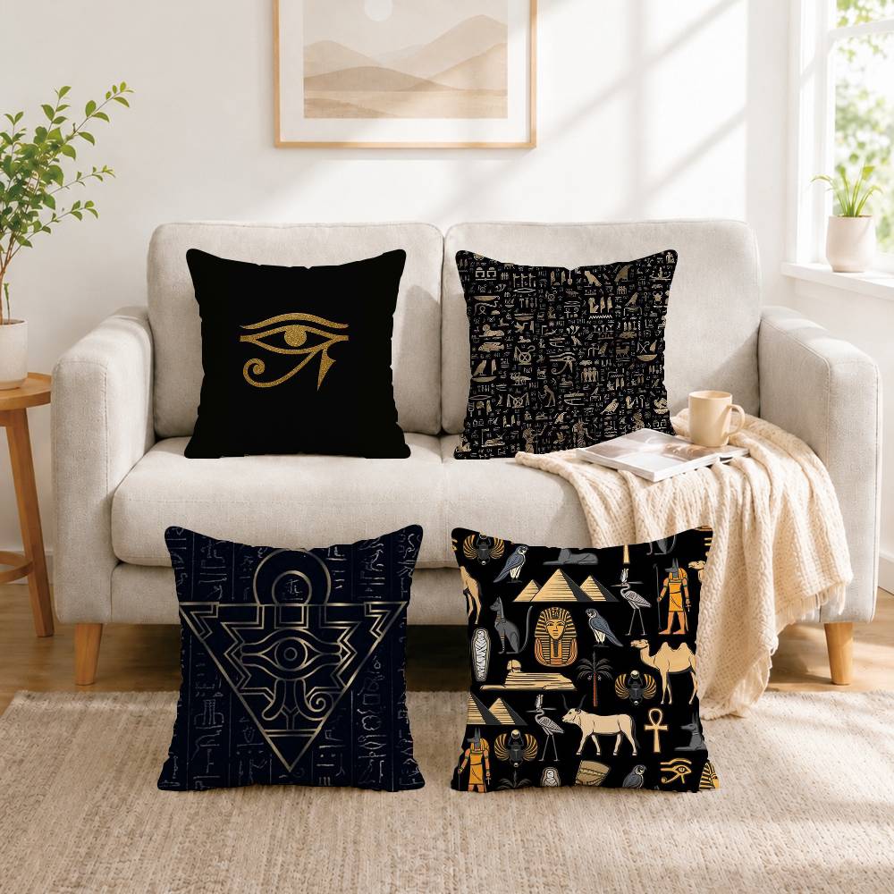 Home Textiles Egypt - Het oude Egypte hiëroglief vierkant dubbelzijdig