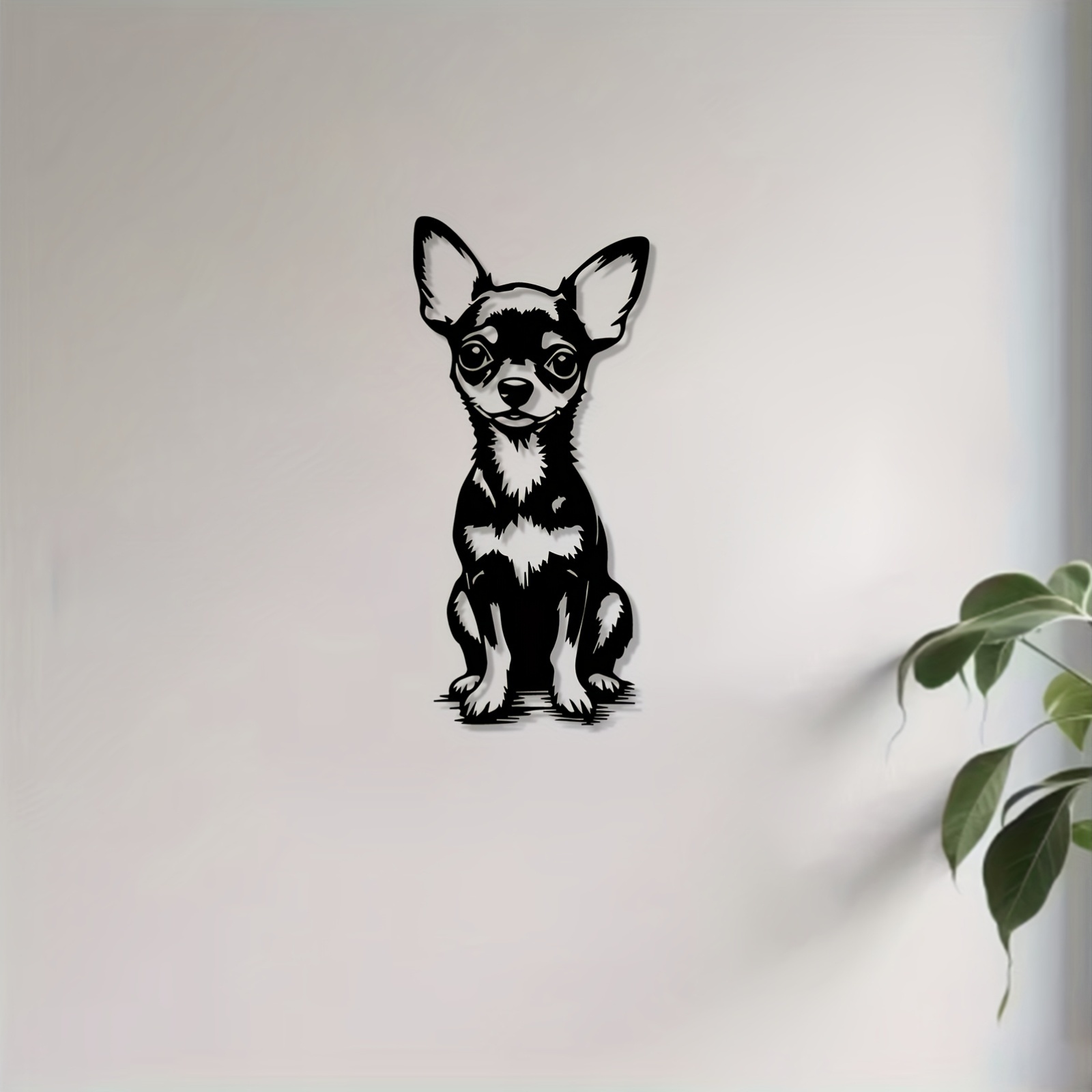 Home Textiles Products - Moderne metalen wandkunst schattig Chihuahua standbeeld