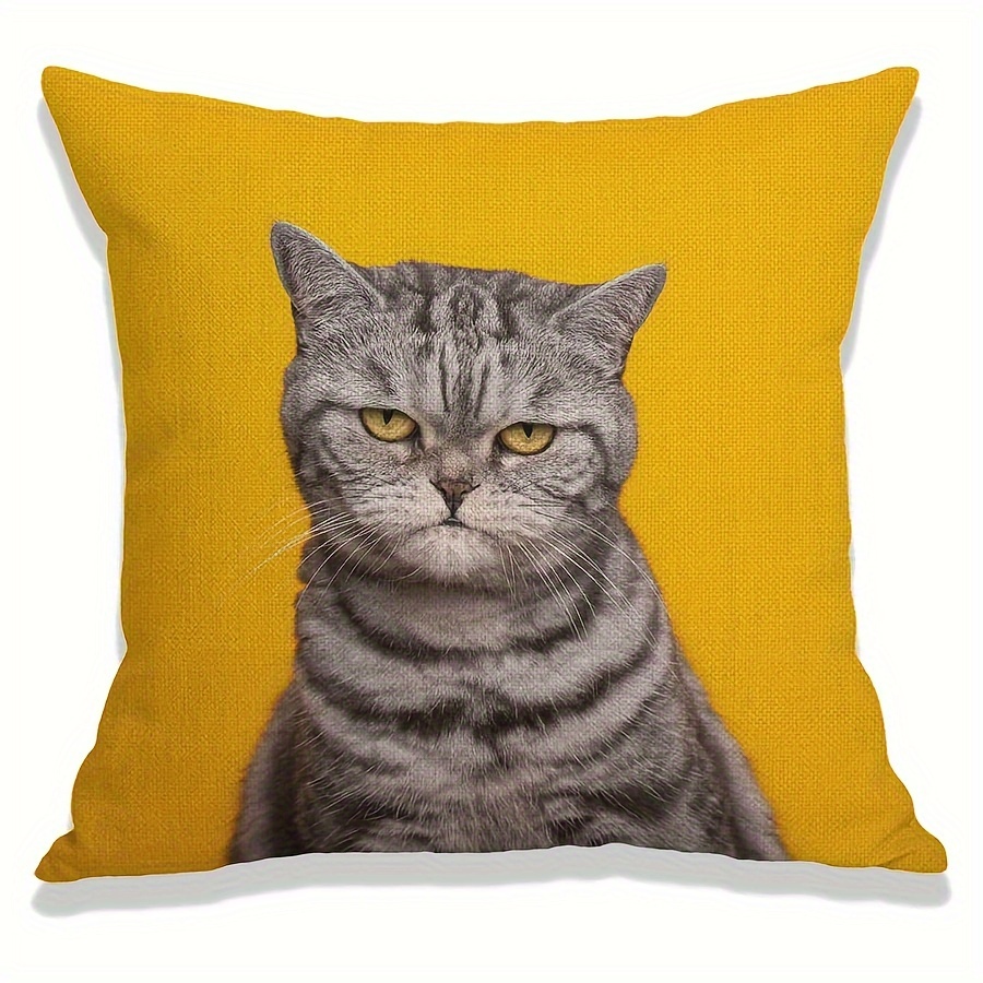 Angry Cat Linnen Kussenhoes -  - Pillow Insert 18X18 recensie en prijs